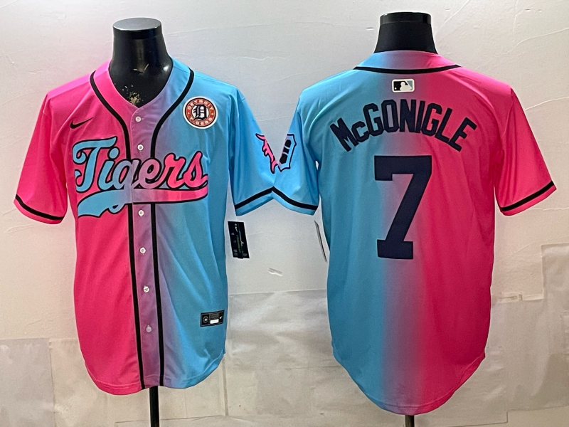 Men Detroit Tigers #7 McGonigle blue pink Nike 2026 MLB Jersey 0401001->->MLB Jersey